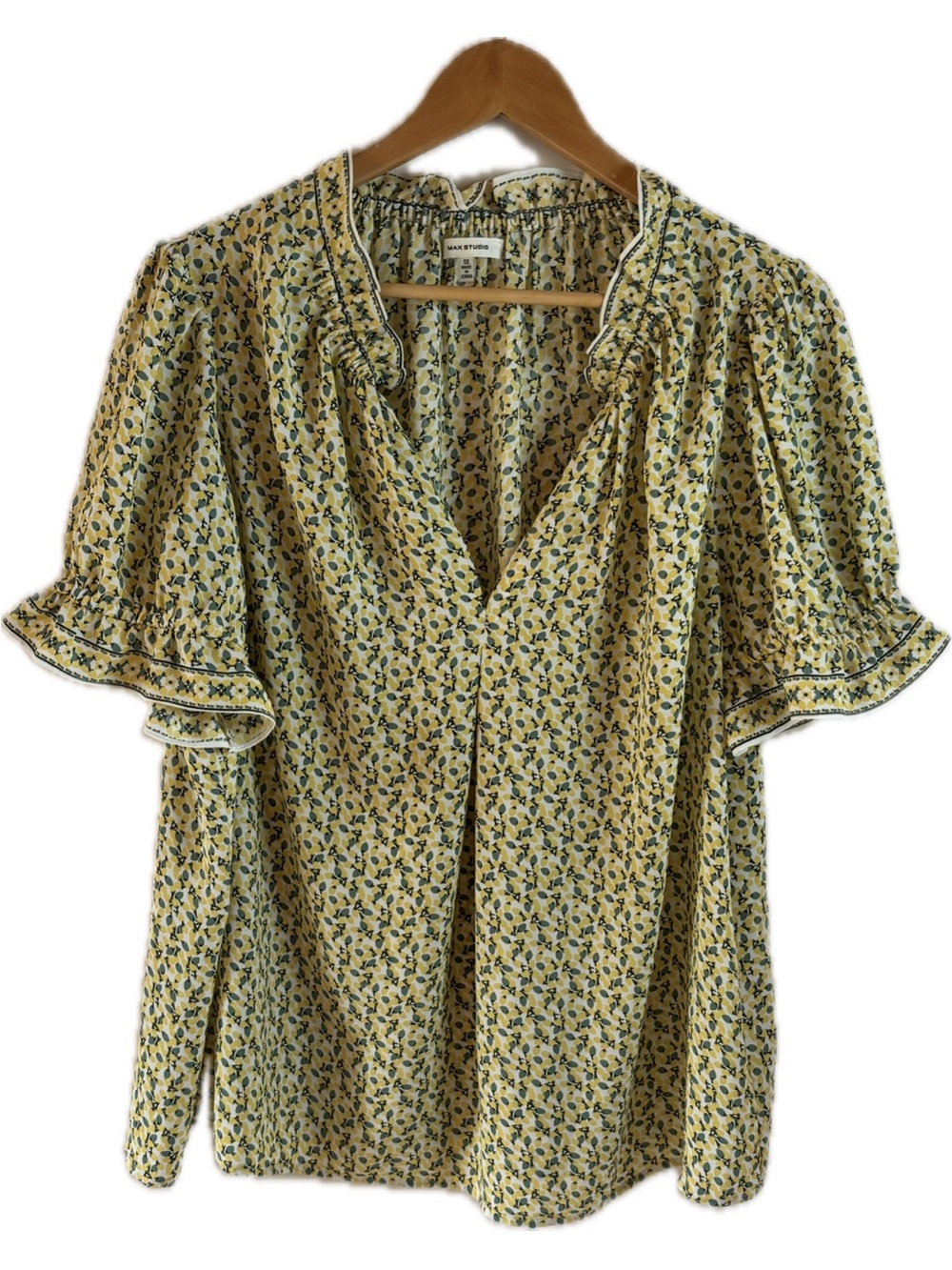Max Studio Relaxed Floral Short Sleeve Blouse